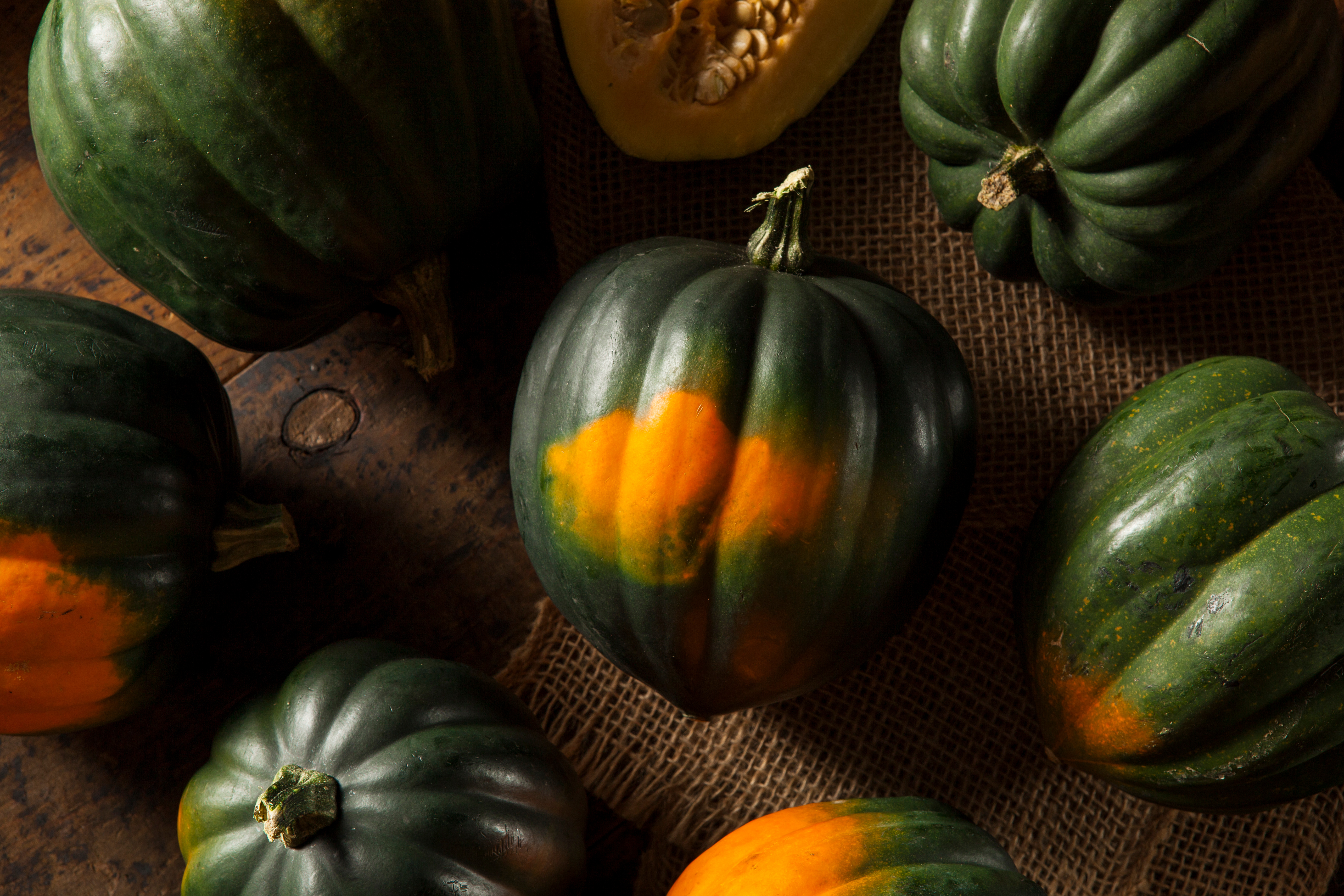 Stuffed acorn squash with sausage and kale